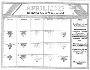 K8 Lunch Menu
